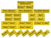 Набор магнитных карточек "Вопросы к членам предложения" (фон жёлтый) - fgospostavki.ru - Каменск-Уральский