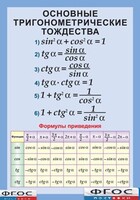 Таблица "Основные тригонометрические тождества. Формулы приведения" (винил) - fgospostavki.ru - Каменск-Уральский