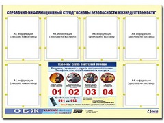 Стенд информационный "Основы безопасности жизнедеятельности" (80*110, 6 карманов) - fgospostavki.ru - Каменск-Уральский