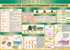 Таблица "Биотические взаимоотношения организмов" (100х140 сантиметров, винил) - fgospostavki.ru - Каменск-Уральский