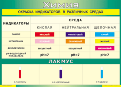 Таблица "Окраска индикаторов в различных средах" (100х140 сантиметров, винил) - fgospostavki.ru - Каменск-Уральский