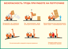 Таблица "Безопасность труда при работе на погрузчике" (100х140 сантиметров, винил) - fgospostavki.ru - Каменск-Уральский