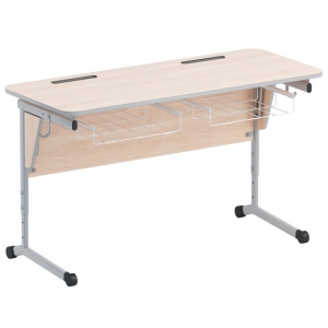 Стол ученический двухместный с наклоном столешницы (0-24°) и корзиной - fgospostavki.ru - Каменск-Уральский