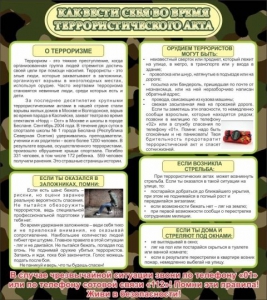 Стенд "Как вести себя во время террористического акта" - fgospostavki.ru - Каменск-Уральский