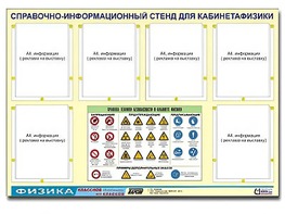 Стенд информационный "Правила техники безопасности в кабинете физики" (80х110, 6 карманов) - fgospostavki.ru - Каменск-Уральский