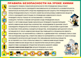 Таблица "Правила безопасности на уроке химии" (100х140 сантиметров, винил) - fgospostavki.ru - Каменск-Уральский